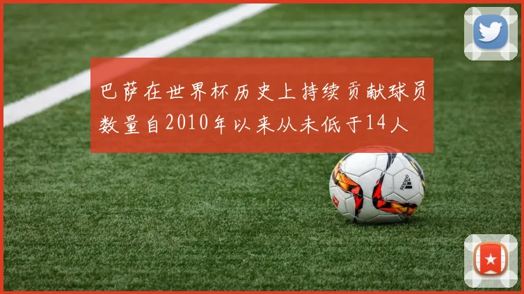 巴萨在世界杯历史上持续贡献球员数量自2010年以来从未低于14人